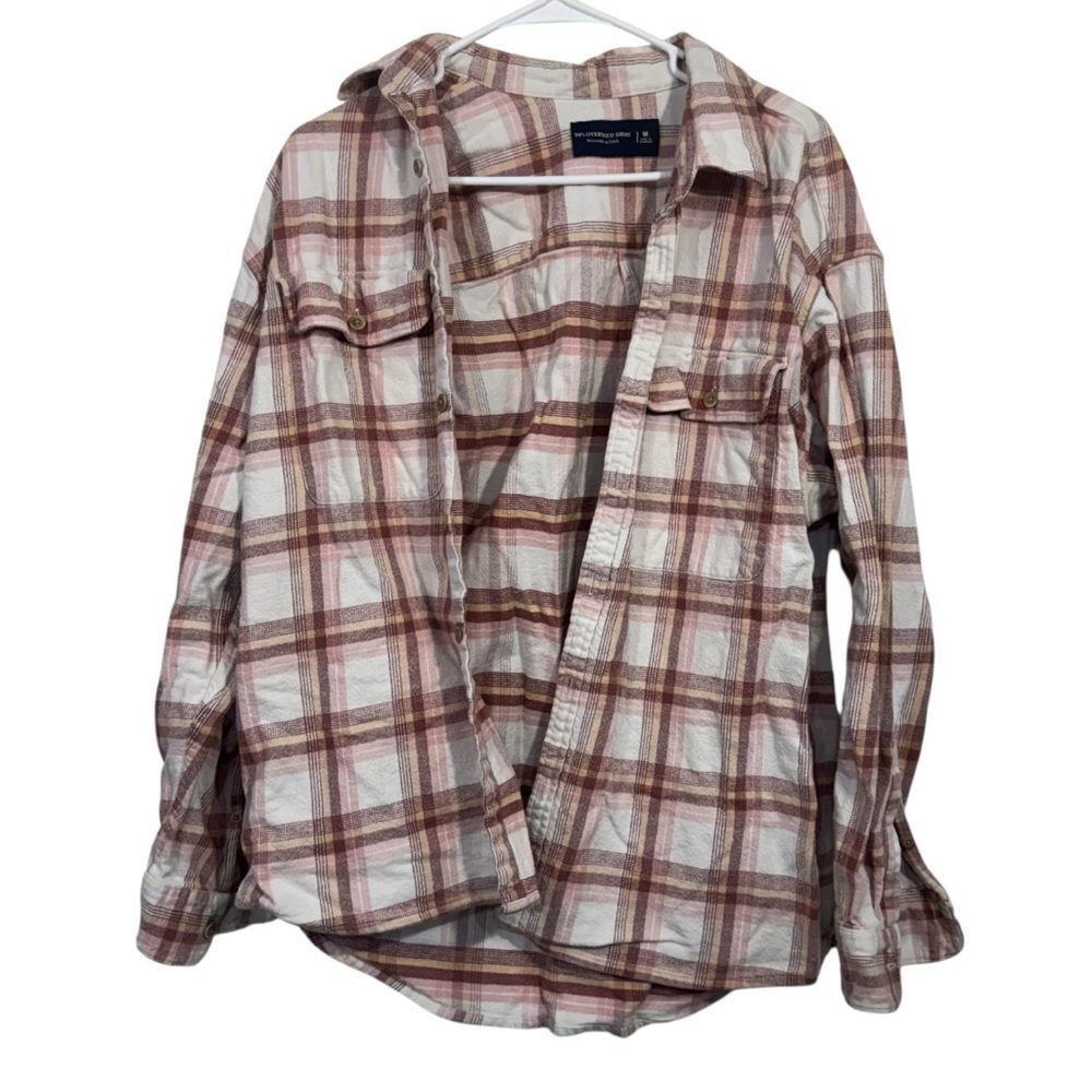 Abercrombie & Fitch Pink Plaid 90's Button Up Over Shirt